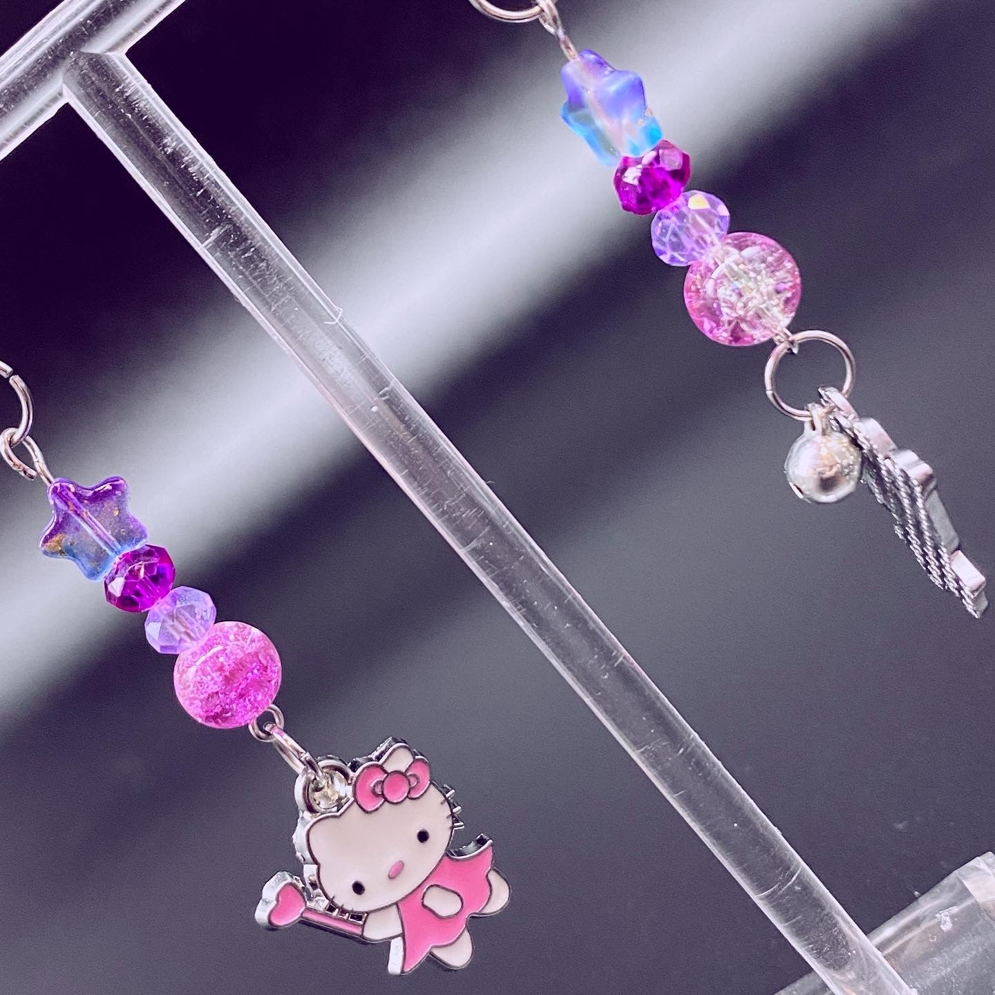 Fairycore Hello Kitty Beaded Drop Earrings