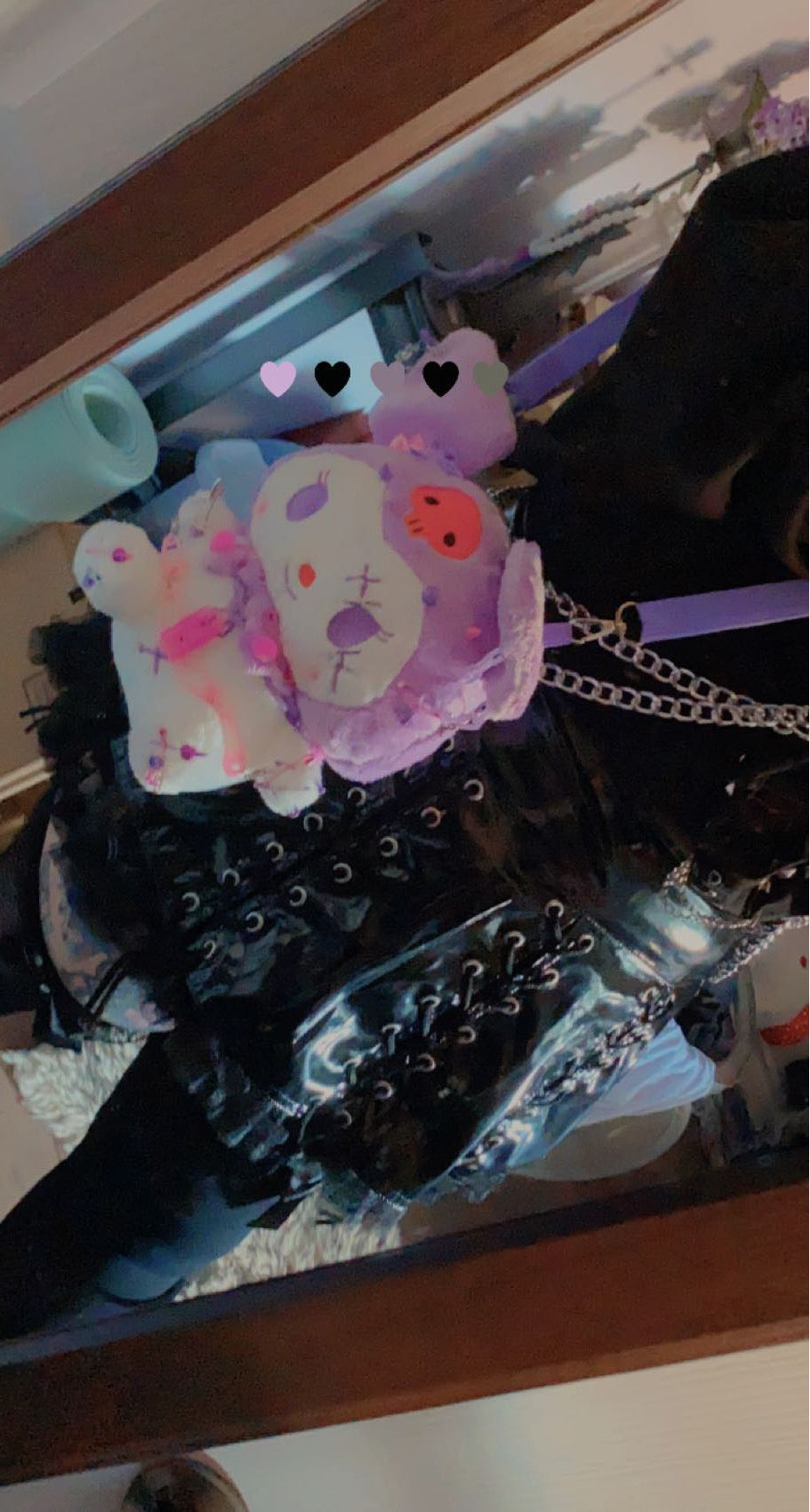Kuromi Custom Pastel Goth Plushie Side Bag