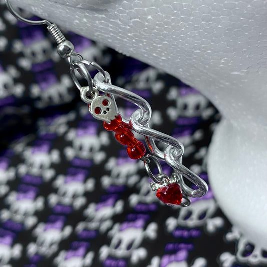 Crystal Devil Heart Beaded Chain Drop Earrings