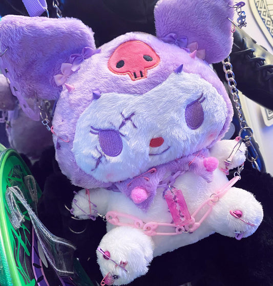 Kuromi Custom Pastel Goth Plushie Side Bag