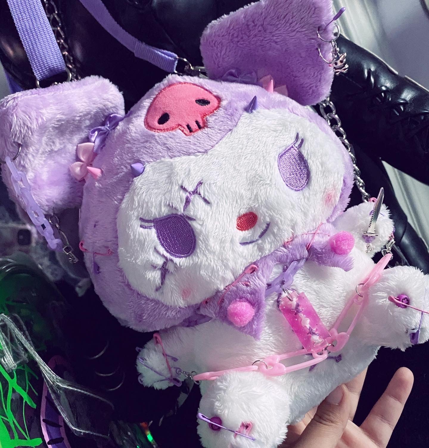 Kuromi Custom Pastel Goth Plushie Side Bag – ROBOGOTH