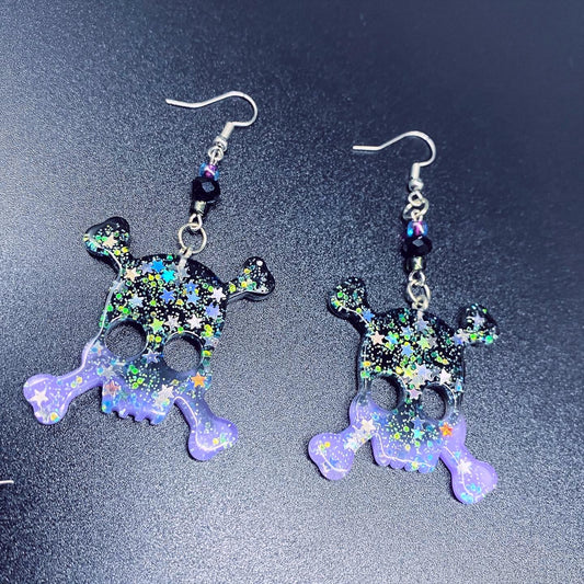 Pastel Poison Resin Skull Charm Earrings