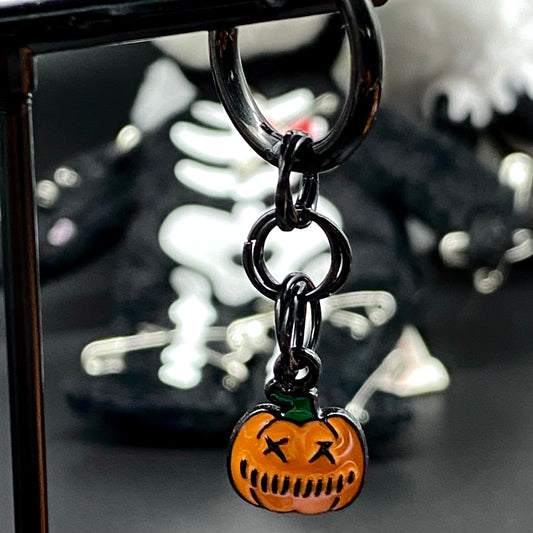 Pumpkin Head Black Steel Hoop Earrings