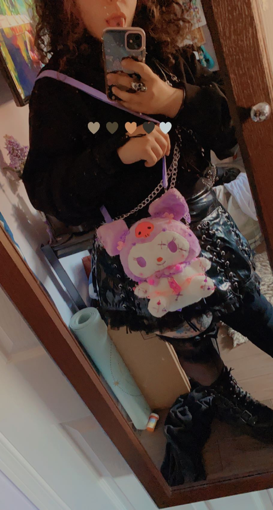 Kuromi Custom Pastel Goth Plushie Side Bag